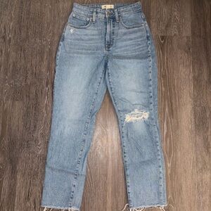 Madewell Light Blue Distressed Straight Leg Jeans